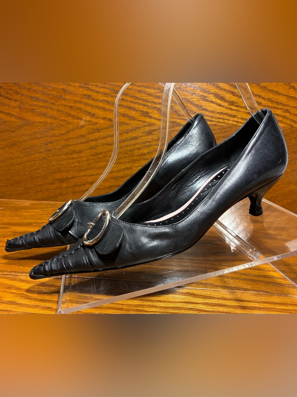 Y2K VTG D&G Dolce & Gabbana Buckle Pointed Toe Kitten Heel Pumps EU 35.5 US 5.5 - Picture 5 of 16
